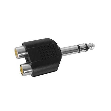 DOUBLE RCA FEMELLE VERS JACK MALE 6.35mm STEREO