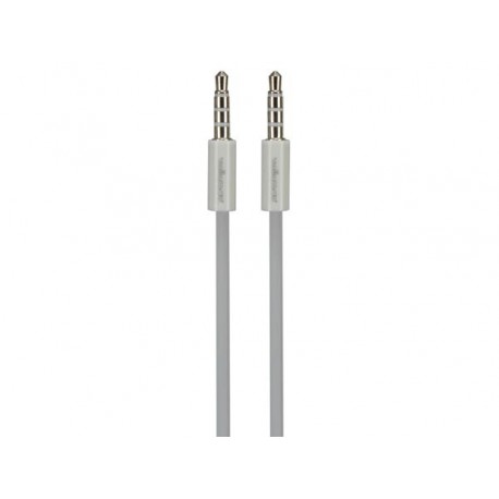CABLE 3.5 mm 4 BROCHES STEREO MIC MALE vers 3.5 mm 4 BROCHES STEREO MIC MALE - BLANC - 1 m