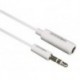 CABLE 3.5 mm 3 BROCHES STEREO MALE vers 3.5 mm 3 BROCHES STEREO FEMELLE - BLANC - 1 m