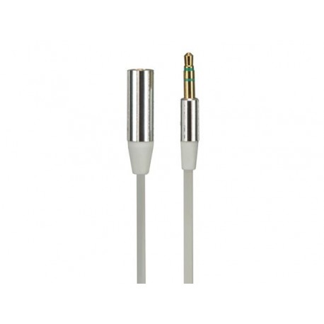 CABLE STEREO MALE 3.5 mm VERS STEREO FEMELLE 3.5 mm - GAINE PLATE ET FLEXIBLE - 1 m