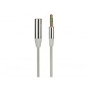 CABLE STEREO MALE 3.5 mm VERS STEREO FEMELLE 3.5 mm - GAINE PLATE ET FLEXIBLE - 1 m