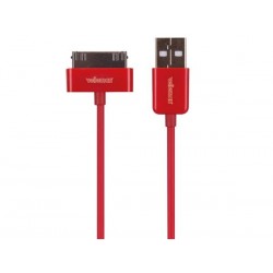 CABLE USB A MALE VERS APPLE® 30 BROCHES MALE - ROUGE - 1 m