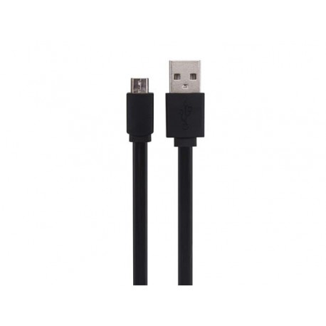 CABLE USB A MALE VERS MICRO-USB MALE AVEC GAINE PLATE & FLEXIBLE - NOIR - 1 M