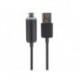 CABLE USB 2.0 A MALE VERS MICRO-USB 5 BROCHES MALE A LED - NOIR - 1 M