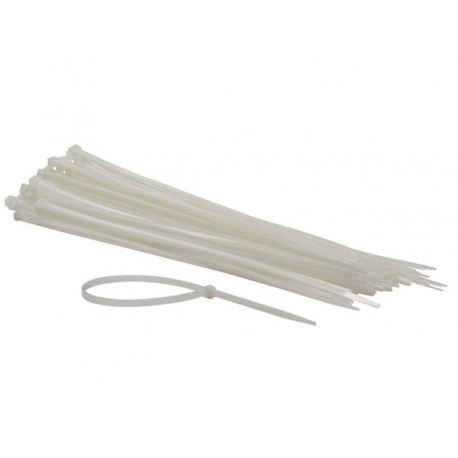 COLLIERS DE SERRAGE EN NYLON - 4.8 x 300 mm - BLANC (100 pcs)