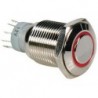 BOUTON-POUSSOIR METALLIQUE ROND SPDT 1NO 1NC - ANNEAU ROUGE