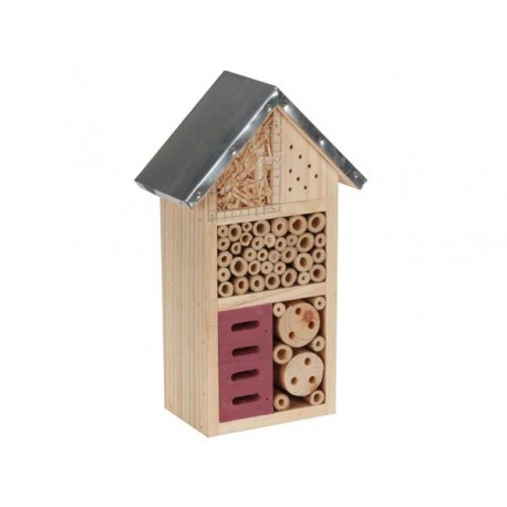 HOTEL A INSECTES EN BOIS AVEC TOIT METALLIQUE (MOYEN)