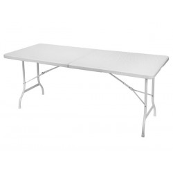 TABLE PLIANTE - IMITATION ROTIN - 180 x 75 x 74 cm - BLANC