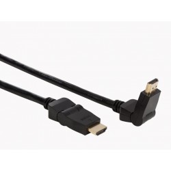 CABLE HDMI ® HAUTE VITESSE AVEC ETHERNET - FICHE HDMI /- 90o VERS FICHE HDMI /- 90o - CUIVRE / DE BASE / 5.0 m / DORE / M-M