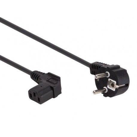 CABLE D'ALIMENTATION NOIR CEE 7/7 90o C13 90o L 2.5 m H05VV-F 3G1.0 mm²