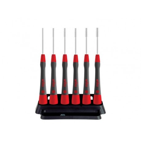  wiha jeu de tournevis de precision picofinish® tournevis a douille six pans 6 pcs avec etui (42994) 