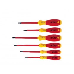  wiha jeu de tournevis softfinish® electric fente, pozidriv 6 pcs (25477) 