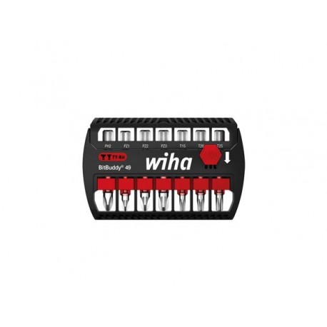  wiha jeu d'embouts bitbuddy® embout ty de 49 mm phillips, pozidriv, torx® 7 pcs 1/4" dans un coffret (42116) 
