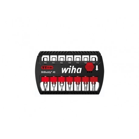  wiha jeu d'embouts bitbuddy® embout ty de 49 mm phillips, pozidriv, torx® 7 pcs 1/4" dans un coffret (42117) 